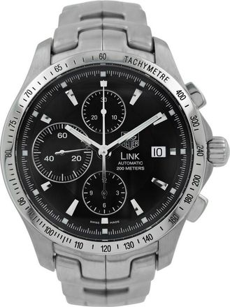 Tag Heuer Pre-owned Tag Heuer Link Chronograph Tachymeter Black Guilloche Dial Mens Watch CJF2110.BA0594