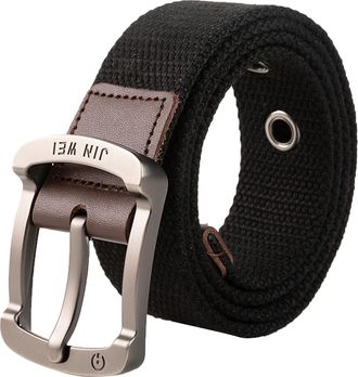 Generic Mens Adult Unisex Canvas Quick Release Buckle Outer Belt Mens Outdoor Training Belt Beer Belt Holder Buckle (Black, L)