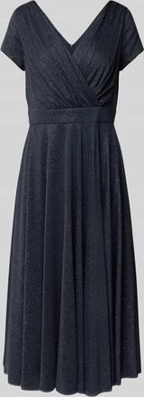 Vera Mont Knielanges Cocktailkleid in Wickel-Optik in Dunkelblau, Gr&ouml;&szlig;e 40