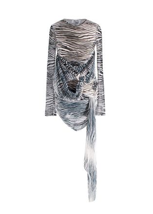 The Attico Zebra Print Mesh Mini Dress Size XS