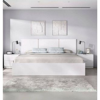 Dmora Letto matrimoniale Dalvra, Sommier per camera da letto, Giroletto per stanza, Struttura porta materasso, 267x205 h96 cm, Bianco - Dmora