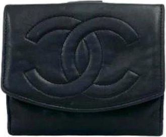 Chanel Pre-owned Bi-fold Portemonnee - Dames - Vintage Accessoires - Zwart - ONE Size - Leer - Vintage