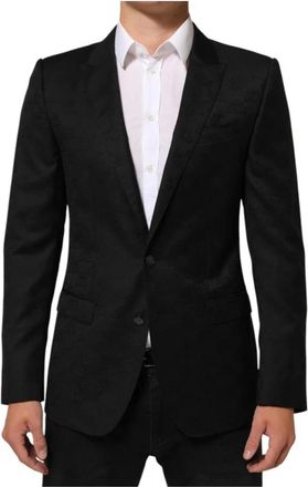 Dolce & Gabbana Martini Twee-Knopen Colbert Blazer - Heren - Blazers - Zwart - M - Wol - Jassen