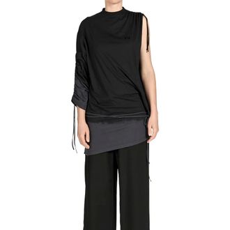 Yohji Yamamoto Tunics, female, Multicolor, Size: XS Dip Dye Cinched Drape Tee