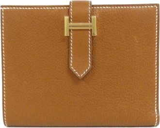 Herm&egrave;s Fauve Barenia Leather Wallet (Bi-Fold) (Pre-Owned)