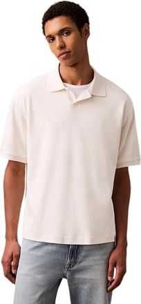 Calvin Klein Polo shirt met drop-needle ribbel - Heren - Polos - Beige - XL - Katoen - Tops
