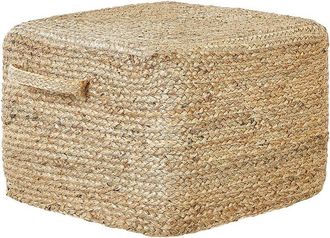 Beliani Puf De Yute Natural Beige 45 X 45 Cm Otomana Relleno Eps Asas Accesorio Dhadar