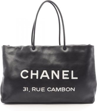 Chanel Black Leather Handbag Tote Bag (Pre-Owned)