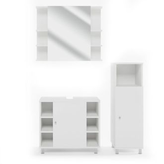 Vicco Conjunto De Muebles De Ba&ntilde;o Fynn, Blanco, 3 Piezas, Con Mueble Alto