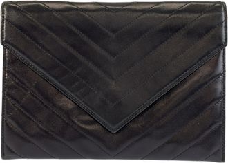 Saint Laurent Black Leather Clutch Bag (Pre-Owned)