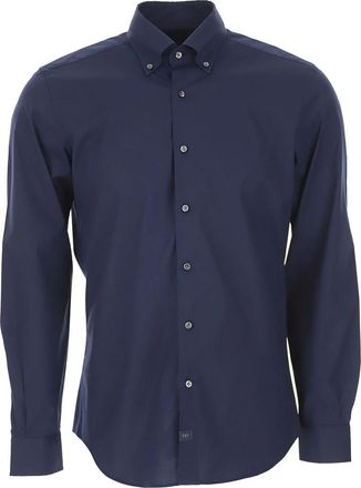 Fay Formal Shirt - Heren - Zakelijke Overhemden - Blauw - 4XL - Katoen - Overhemden