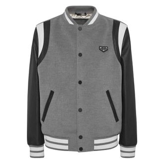 Philipp Plein Composed Bomber Jacket - Heren - Bomber jackets - Grijs - L - Wol - Jassen