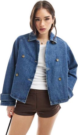 Only Trench corto in denim blu medio