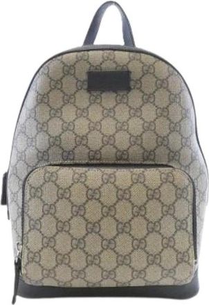 Gucci Pre-owned Backpacks, female, Beige, Size: ONE SIZE Pre-owned GG Supreme Canvas Backpack
