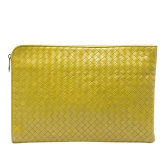 Bottega Veneta Pre-owned Clutches, female, Yellow, Size: ONE SIZE Pre-owned Woven Nappa Leather Clutch