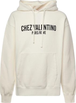 Valentino Garavani Witte Sweater met Aangepaste Trekkoord Capuchon - Heren - Hoodies - Wit - M - Katoen - Hoodies & sweatvesten