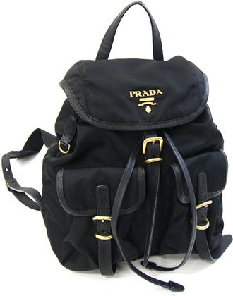 Prada Black Nylon Leather Backpack (Pre-Owned)