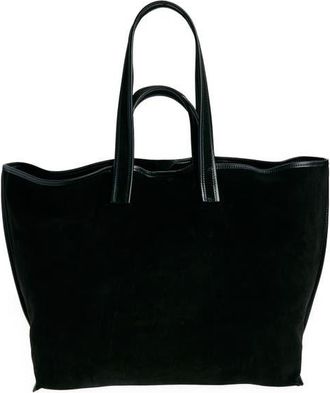 Kassl Editions Large Contrast Trim Suede Tote in Black 0001 at Nordstrom