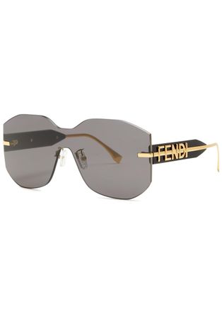 Fendi Fendigraphy Rimless Oversized Sunglasses, Sunglasses, Black