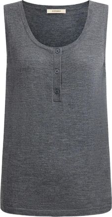 12 Storeez Mouwloze top met knopenbies - Grijs