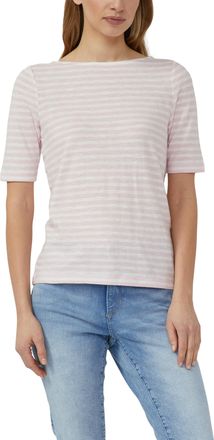 s.Oliver T-Shirt S.OLIVER, Damen, Gr. 34, rose stripe, Jersey, Obermaterial: 100% Baumwolle, gestreift, slim fit normal, U-Boot-Ausschnitt, gerader Abschluss, 