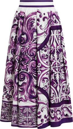 Dolce & Gabbana Gonna Midi Con Stampa Maioliche-Donna