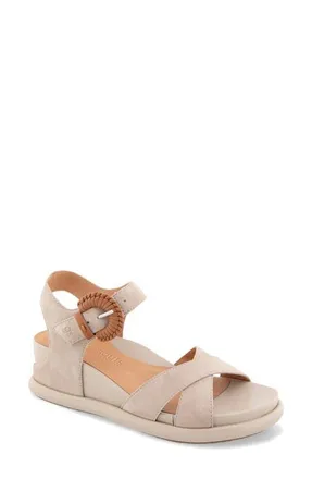 Gentle Souls Jaylee Ankle Strap Wedge Sandal in Light Mushroom Suede at Nordstrom, Size 5.5