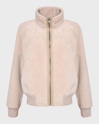 Gorski Reversible Textured Shearling Lamb Bomber Jacket