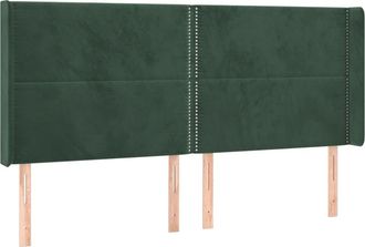 vidaXL Cabecero Con Orejas De Terciopelo Verde Oscuro 203x16x118/128cm Vidaxl