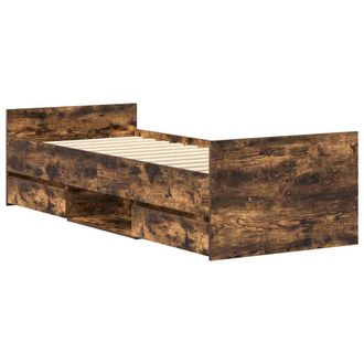 Berkfield Home Durable Bed Frame with Headboard & Footboard Smoked Oak 100x200 cm in Brown