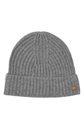 Bruno Magli Cashmere Ribbed Knit Beanie in Grey at Nordstrom Rack
