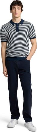 Onia Cotton Textured Knit Polo Tee in Midnight/egret at Nordstrom, Size Xx-Large S