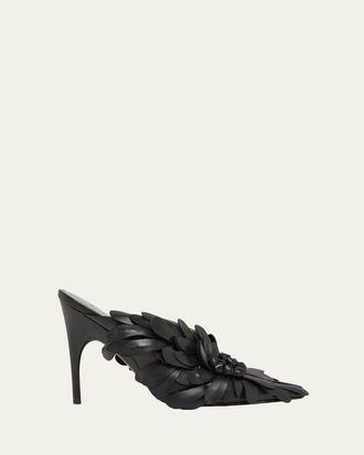 Balenciaga 90mm Flowers Leather Mule Pumps