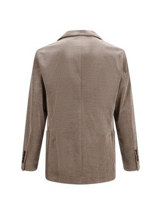 Brunello Cucinelli Mens Double-Breasted Corduroy Jacket Granito