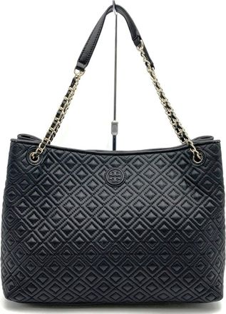 Tory Burch Black Leather Shoulder Bag Tote Bag (Pre-Owned)