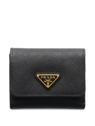 Prada leather triangle-logo wallet - Black