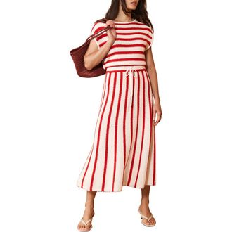 Mint Velvet Striped Knit Midi Dress in Red at Nordstrom, Size X-Large