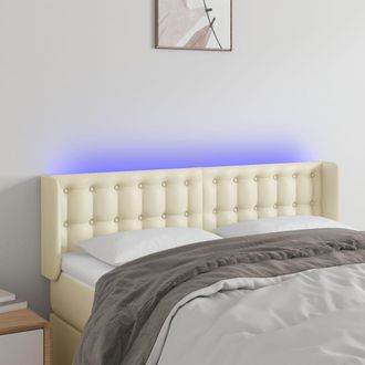 vidaXL Cabecero Con Led Cuero Sint&eacute;tico Crema 147x16x78/88 Cm Vidaxl