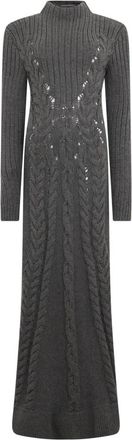 Alberta Ferretti Lange gebreide jurk - Dames - Kleedjes - Grijs - S - Wol - Kleedjes