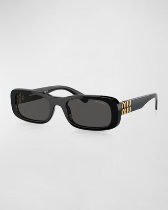 Miu Miu Logo Acetate Rectangular Sunglasses