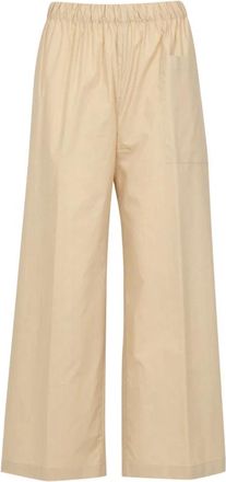 Erika Cavallini Semi Couture Wijde Katoenen Broek Sand - Dames - Wijde Broeken - Beige - L - Katoen - Broeken