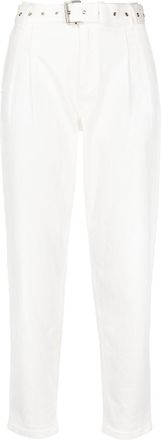 Michael Michael Kors pleat-detail belted jeans - women - Cotton/Elastane - 12 - White