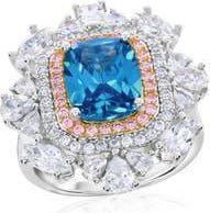 Suzy Levian Cubic Zirconia Halo Ring in Blue at Nordstrom Rack, Size 6.5