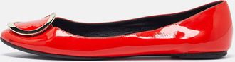 Roger Vivier Orange Patent Leather Morbida Ballet Flats