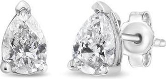 House of Brilliance 14K White Gold 1/2 Ct Pear Shape Solitaire Lab Grown Diamond Stud Earrings at Nordstrom