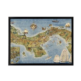 Artery8 Map Herman 1941 Panama Canal Framed Canvas Wall Art Print | Size: W24 x H32