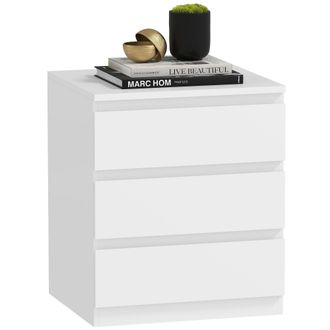OEM C&oacute;moda 3 Cajones Con Cierre Suave Cajonera Para Sal&oacute;n Oficina Estilo Moderno 45x40x52,8 Cm Blanco