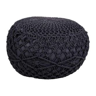 Wanderlust Deco Puff de algod&oacute;n trenzado negro 45x45x30