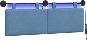 vidaXL Cabecero Colgante Azul Tela De Pana Vidaxl