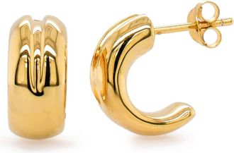 MAX + STONE 14k Gold Resin Filled Electroform C Hoop Earrings